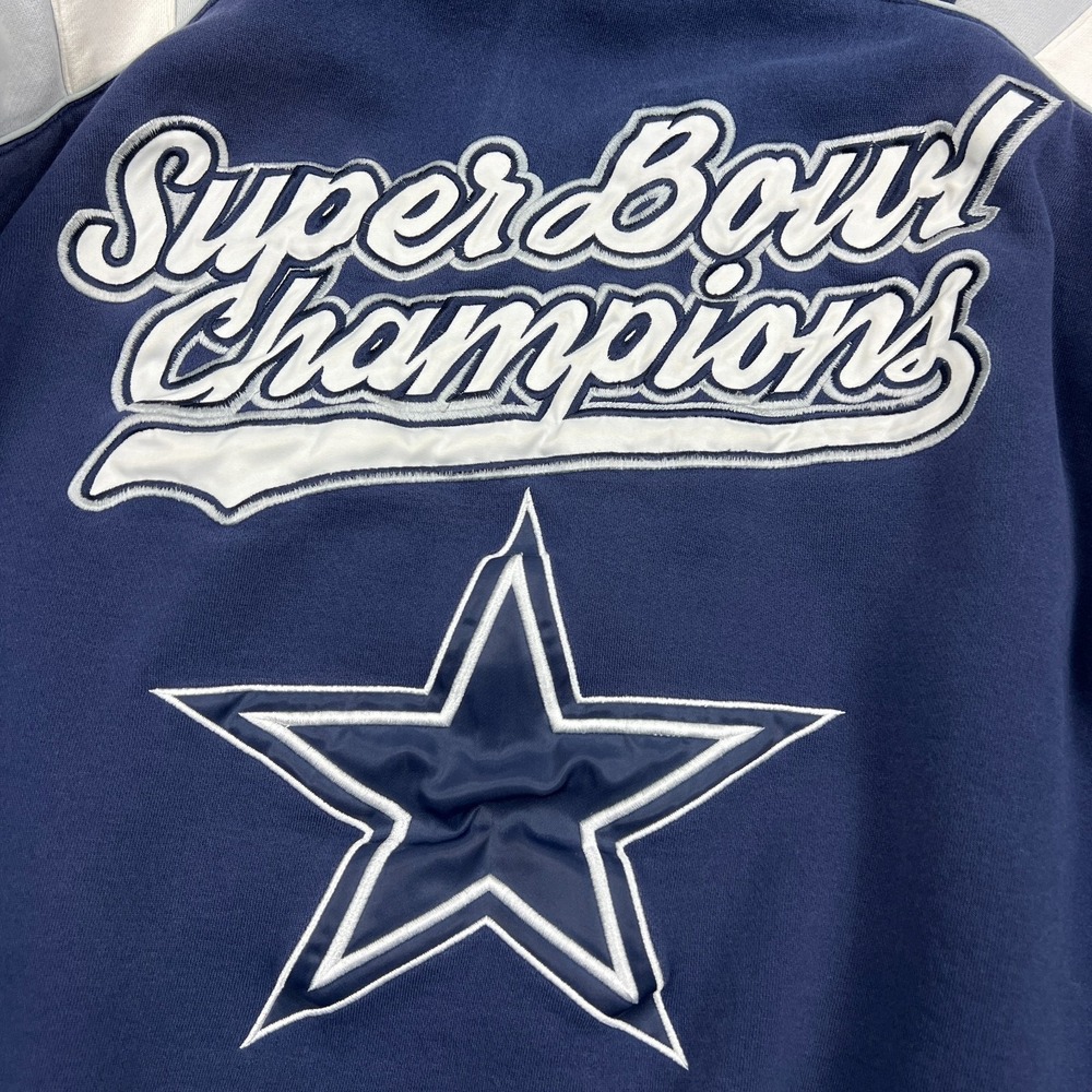 NFL Dallas Cowboys Super Bowl Champions Jacket Men's XL Blue Zip Hoodie Patches - Picture 15 of 16